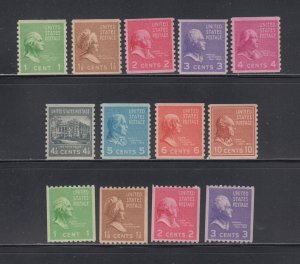 US, 839-851, COILS, MNH, VF, 1938 PRESIDENTIAL SERIES MINT NH, OG