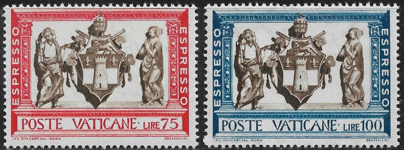 Vatican City Special Delivery Stamp Set - Scott #E15-E16/SD7 OG MNH 1960