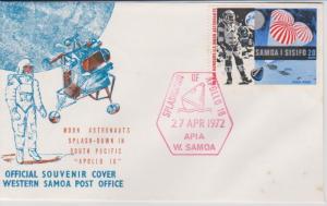 Samoa 1972 Apollo 16 Splashdown Souvenir Cover Splashdown Cancel