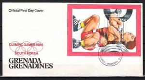 Grenada, Gr., Scott cat. 1042. Olympic Weightlifter. First day cover.