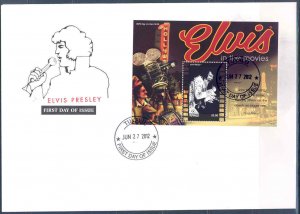 TUVALU 2012  ELVIS PRESLEY ELVIS ON TOUR SOUVENIR SHEET IV FDC