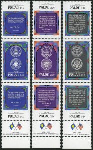 Palau 155-163a sheets,MNH.Michel 197-205 klb. US Constitution,200th Ann.1987.