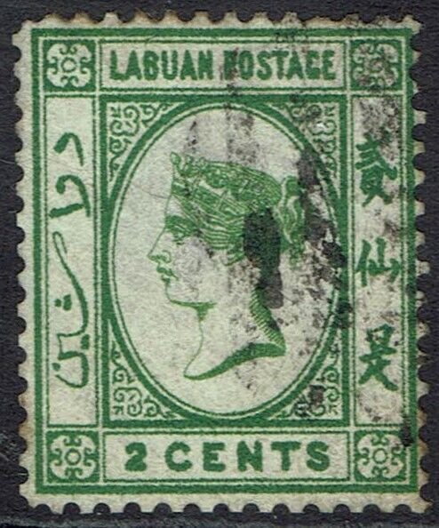 LABUAN 1883 QV 2C WMK CROWN CA REVERSED USED