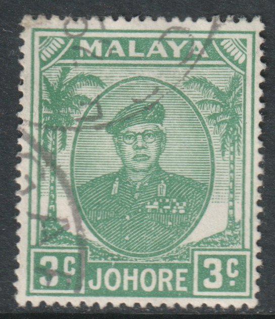 Malaya Johore Scott 132 - SG135, 1949 Sultan 3c used