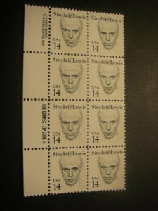 Scott 1856, 14c Sinclair Lewis, Zip & Copy block of 8 LM, MNH Great Americans