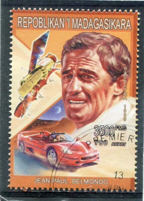 Malagasy 1999 JEAN PAUL BELMONDO FERRARI CAR 1 value Perforated Fine Used