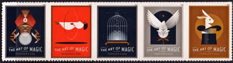 SC#5301-05 (50¢) The Art of Magic Strip of Five (2018) SA