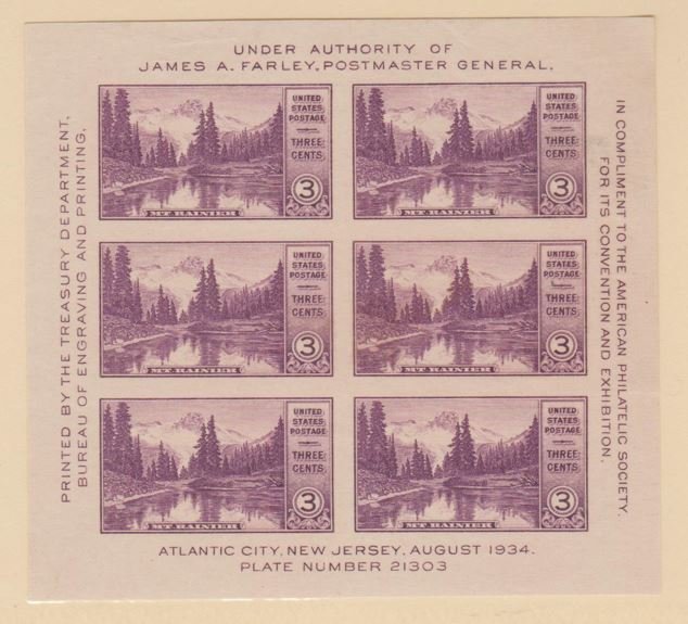 U.S. Scott #770 Mt. Rainier National Park Stamp - Mint Souvenir Sheet