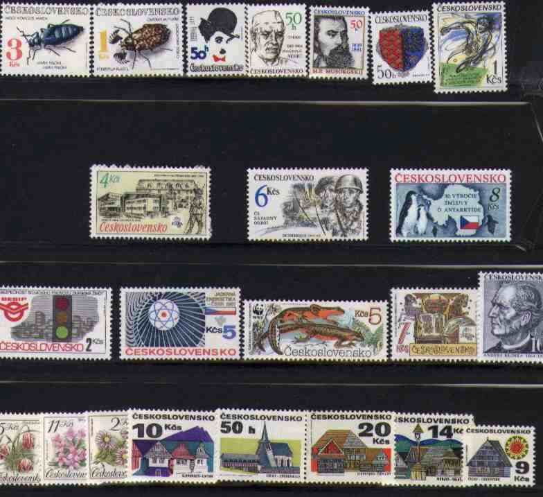 Czechosovakia, Various singles, 20 Mint, Never Hinged