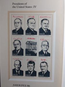 SCOTT # 2216-2219 AMERIPEX ' 86 COMPLETE SET MINT NEVER HINGED