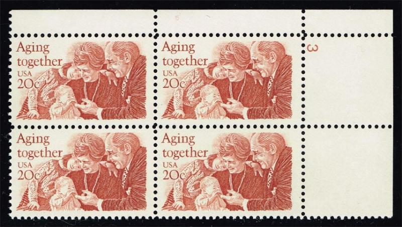 US #2011 Aging Together P# Block of 4; MNH (1.75)