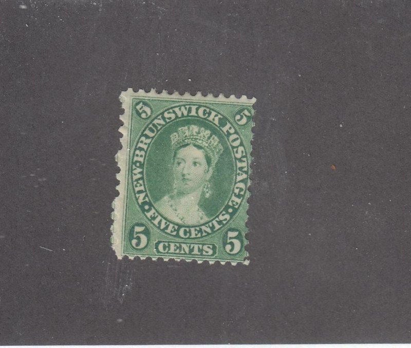 NEW BRUNSWICK # 8 F-MNG 5cts 1860 QUEEN VICTORIA /YELLOW GREEN /CENTS ISSUE