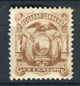 ECUADOR; 1881 early Coat of Arms issue Mint hinged 1c. value