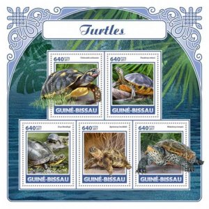 Guinea-Bissau - 2017 Turtles & Tortoises - 5 Stamp Sheet - GB17603a