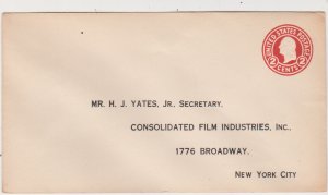 US Scott  # U429H Die 9 Preprinted Mint  Entire Consolidated Film Industries