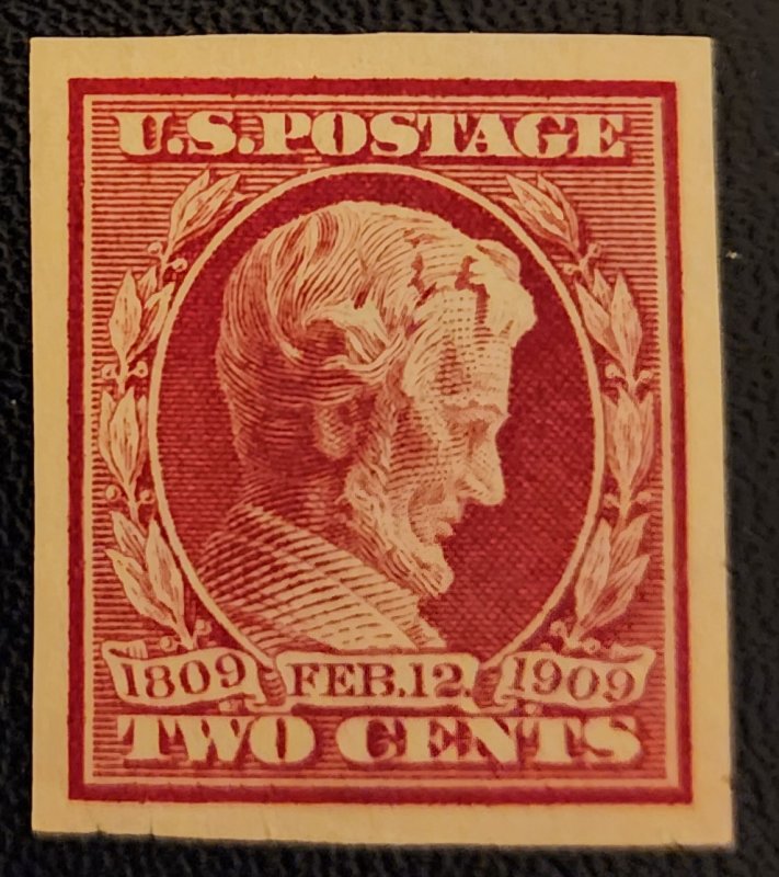 Scott Stamp #368 - 1909 2c Lincoln, carmine, imperforate. MNH. SCV $24.00