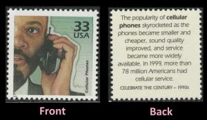 US 3191o Celebrate the Century 1990s Cellular Phones 33c single MNH 2000