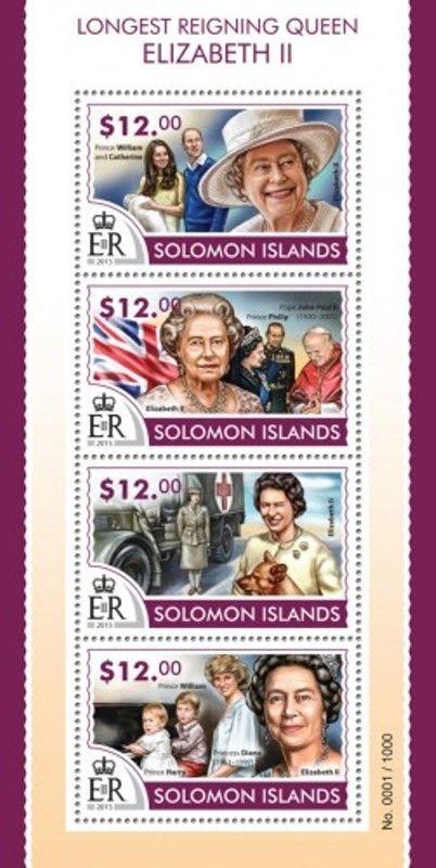 Solomon Islands - 2015 Queen Elizabeth II - 4 Stamp Sheet - 19M-779