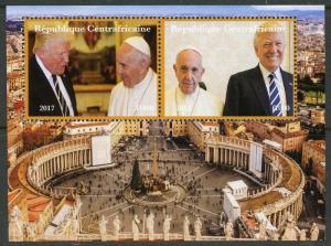 CENTRAL AFRICA 2017  PRESIDENT TRUMP VISITS POPE FRANCIS SET OF SHEETS  MINT NH