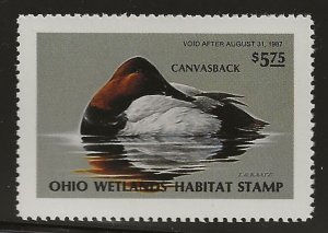 Ohio OH5   1986  $5.75   State duck stamp  VF Mint nh