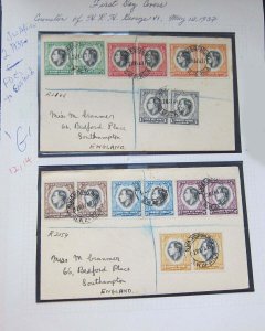 South West Africa 1937 2 KGVI FDSC's to England