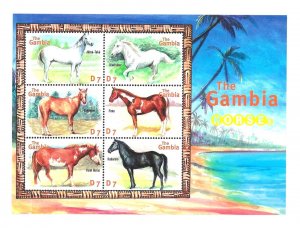 #26701 GAMBIA 2000 FAUNA  HORSES IN GAMBIA  MINISHEET  YV 3385DM-DS MNH