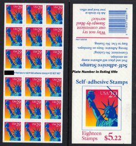 1992 Statue of Liberty MNH pane of 18 Sc 2599a plate number D1212