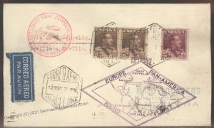 Spain Germany 1930 Graf Zeppelin Seville Round Trip Brazil Si67A Flown Co 103491