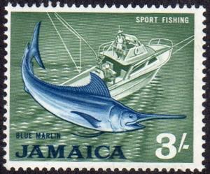 Jamaica 229 - Mint-H - 3/. Blue Marlin / Sport Fishing (1964) (cv $0.50)