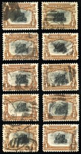 US Stamps # 296 Used F-VF Lot Of 10 Scott Value $180.00