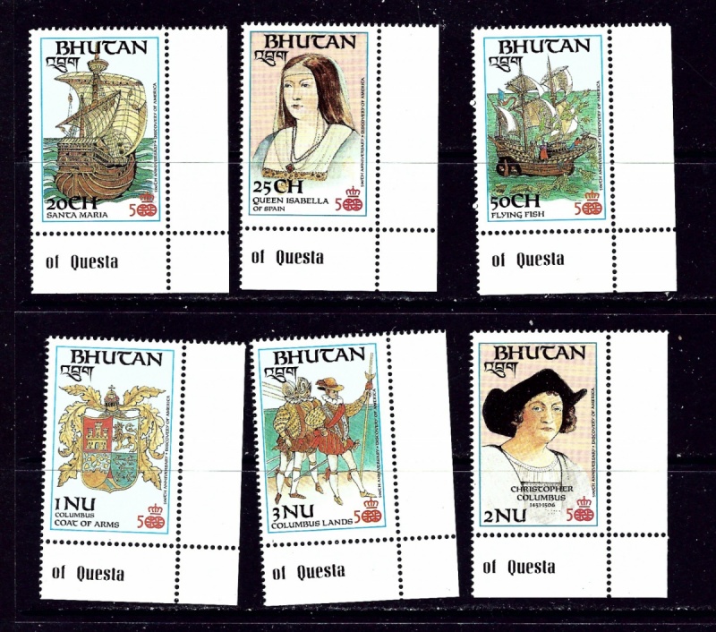 Bhutan 584-89 MNH 1987 Discover of America Anniv