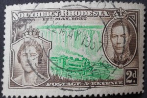 South Rhodesia 1937 2d Coronation with M.O. SALISBURY S.R. (DC) postmark