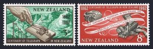 New Zealand 356-357, MNH. Mi 420-421. NZ Telegraph, centenary, 1962. Morse key,