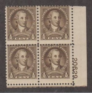 U.S. Scott #704 Washington Stamps - Mint NH Plate Block