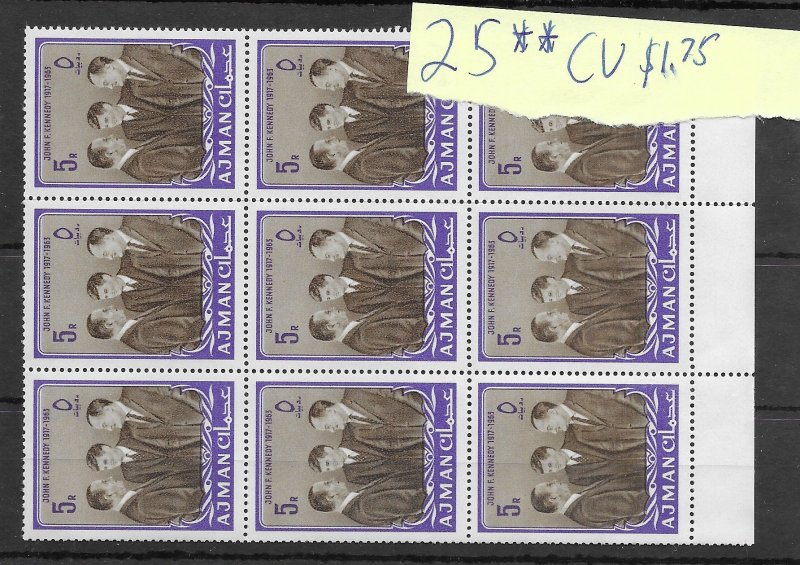 Ajman #25 MNH - Block of 9 - CAT VALUE $15.75
