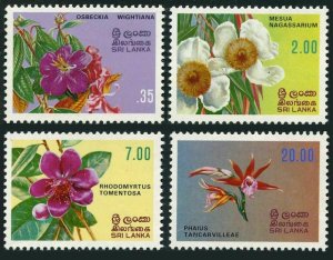 Sri Lanka 628-631,631a, hinged. Michel 576-579,Bl.18. Flowers of Sri Lanka 1982. 