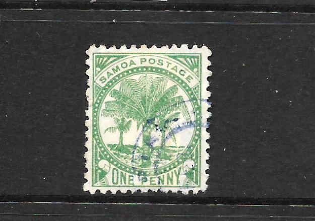 SAMOA  1886-00  1d    PALM TREES  FU  P12x11 1/2  SG 28