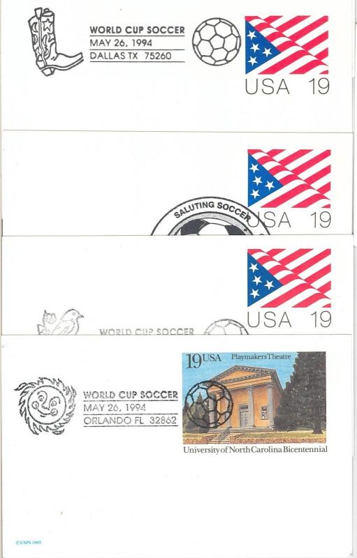 sport FOOTBALL -  POSTAL HISTORY - USA: set of 13 POSTAL STATIONERY CARDS - 1994