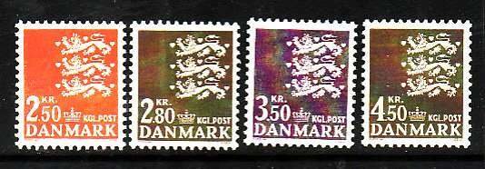 Denmark-Sc#499-502- id9-unused very light hinged 2.50k,2.80k,3.50k,4.5k-1972-8-