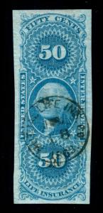 MOMEN: US STAMPS #R58a REVENUE HANDSTAMP XF+