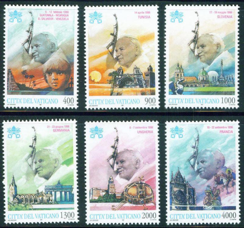 Vatican City Scott 1056-1061 MNH** 1997 Pope set CV$12