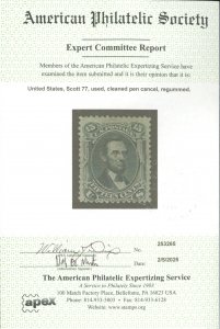 U.S. #77 USED WITH APS CERT