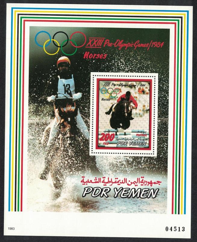 Yemen Horses Olympic Games Los Angeles MS Coloured Frame Rare SG#MS300 CV£20+