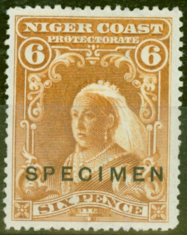 Niger Coast 1897 6d Yellow-Brown Specimen SG71s Fine & Fresh Mtd Mint 