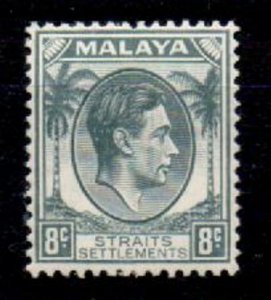 MALAYA STRAITS SETTLEMENTS SG283 1938 8c GREY MTD MINT