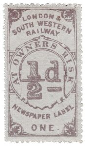 (I.B) London & South Western Railway : Newspaper Label ½d