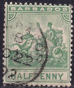 Barbados 1892 - 03 QV 1/2d  Green SG 106 ( J1014 )