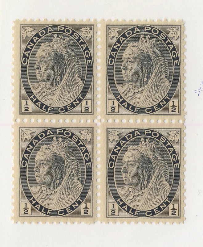 4x Canada Victoria Stamps #Block of 4 #74-1/2c MNH F/VF Guide = $60.00 (S-5)
