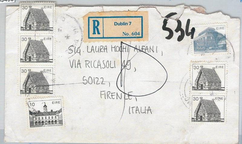 59495 -  IRELAND Eire - POSTAL HISTORY: REGISTERED COVER to ITALY - TAXED! 1989 