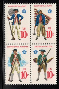 USA Scott 1565-1568a MNH** Military Uniforms block of stamps
